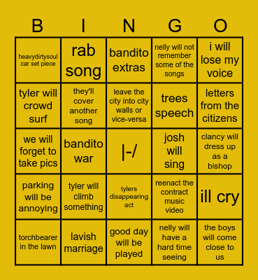 Breach Tour Bingo Card