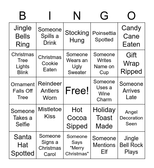 Christmas Party Bingo Card