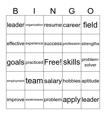 Interview Bingo Card