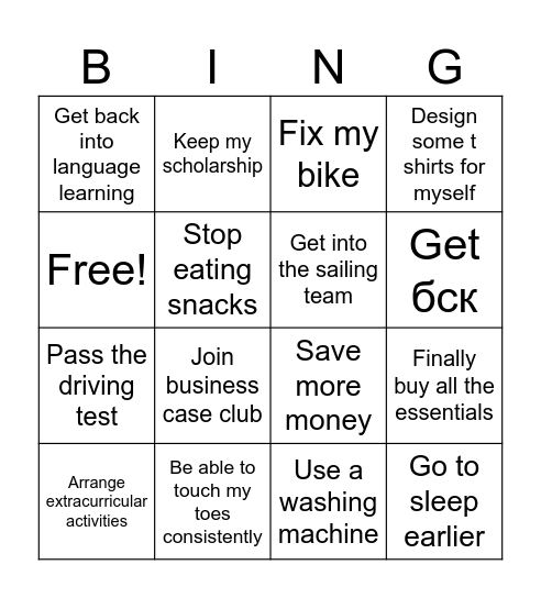 Autumn bucket list Bingo Card