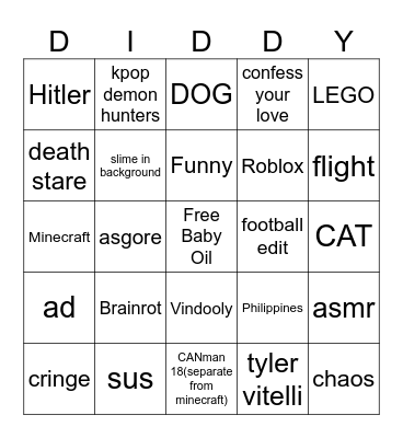 Youtube Shorts Bingo Card