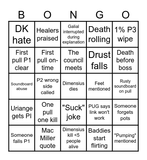 Baddie Bingo Card