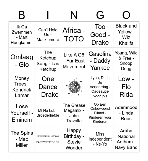 Lynn's Muziek Bingo! Bingo Card