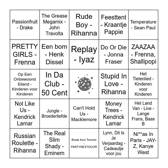 Lynn's Muziekbingo! Bingo Card