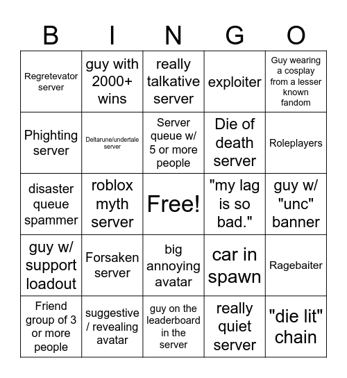 RBLX! SEWH bingo Card