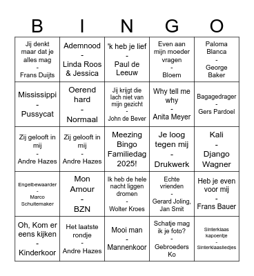 Meezing Bingo Familiedag 2025 Bingo Card