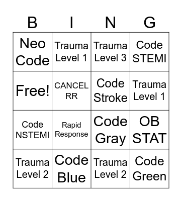 Call List Bingo Card