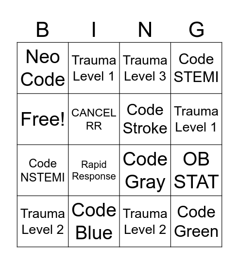 Call List Bingo Card