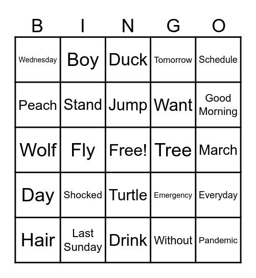 ASL Bingo Card