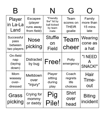 Toddler Soccer Bingo Card