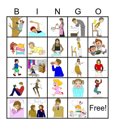 Action Words Bingo Card