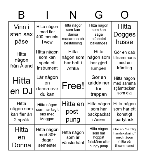 MingelBingo Card