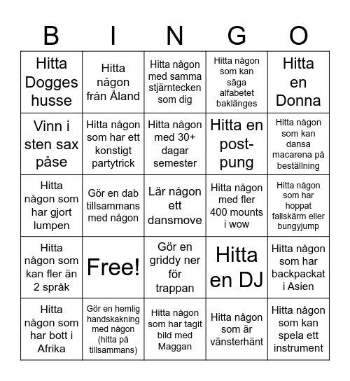 MingelBingo Card