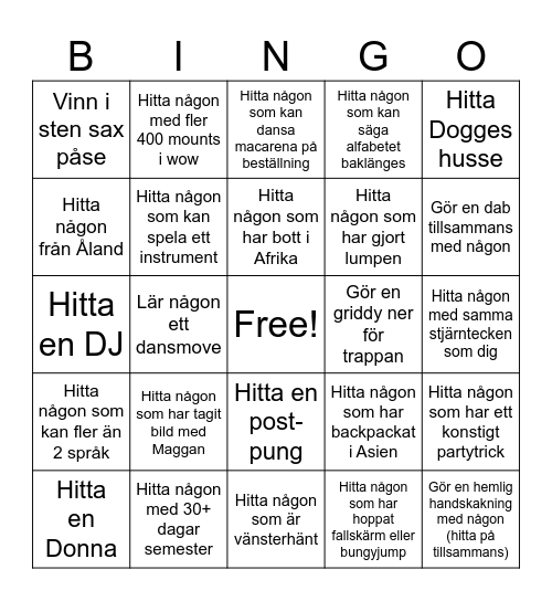 MingelBingo Card