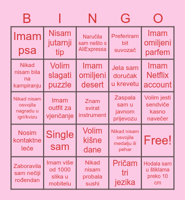 Mihahela's bachelorette Bingo Card