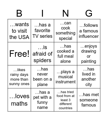 FIND SOMEONE WHO......... Bingo Card