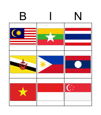 ASEAN Flags Bingo Card