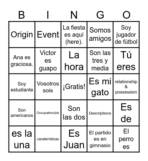 SER Lotería Bingo Card