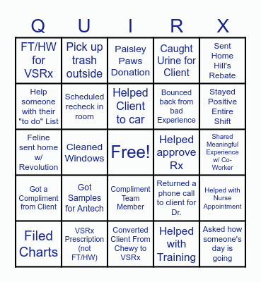 Quioccasin Game Month Bingo Card