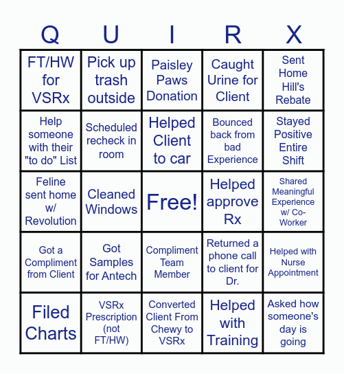 Quioccasin Game Month Bingo Card