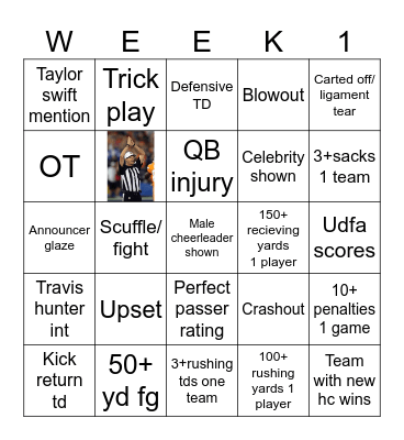 NFL Week 1 Bingo Card