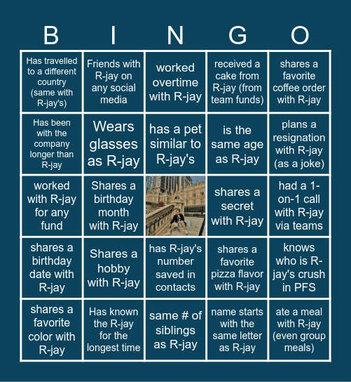 All about R-jay Bingo Card