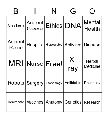 History of Medicine Bingo Card