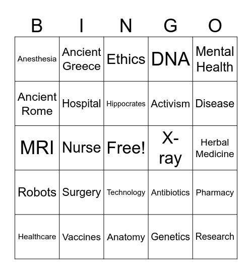 History of Medicine Bingo Card