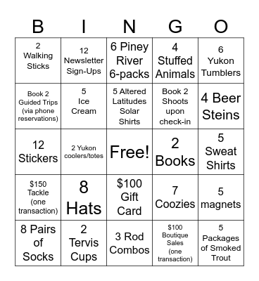 Retail Bingo Card