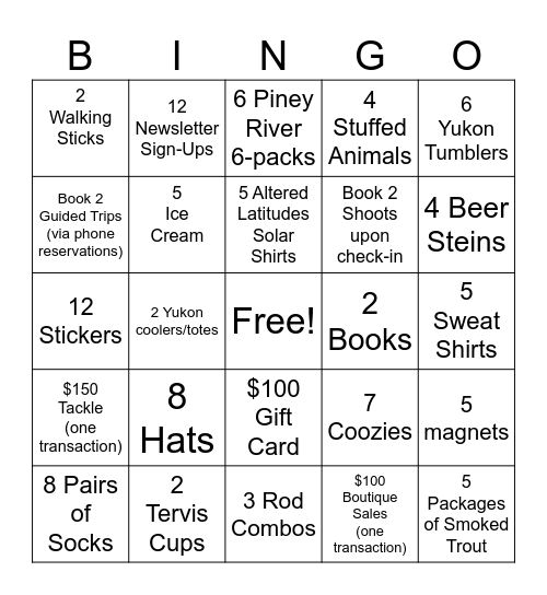 Retail Bingo Card