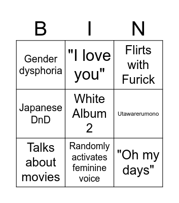 Light Red Bingo Card