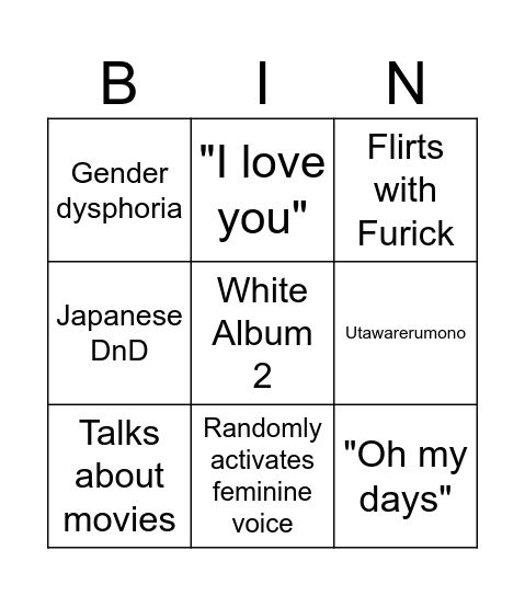Light Red Bingo Card
