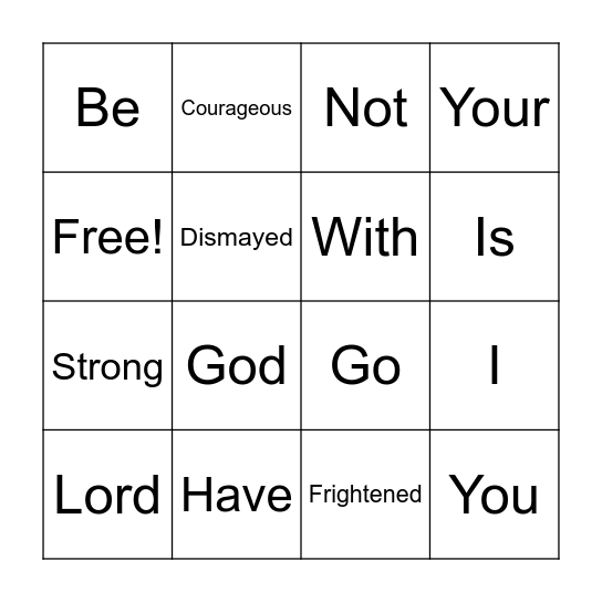 Joshua 1:9 Bingo Card