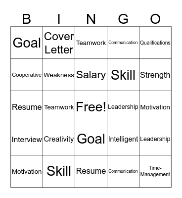 Interview Bingo Card