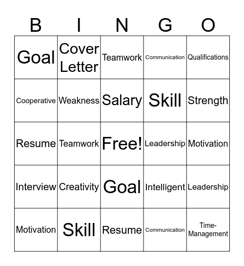 Interview Bingo Card