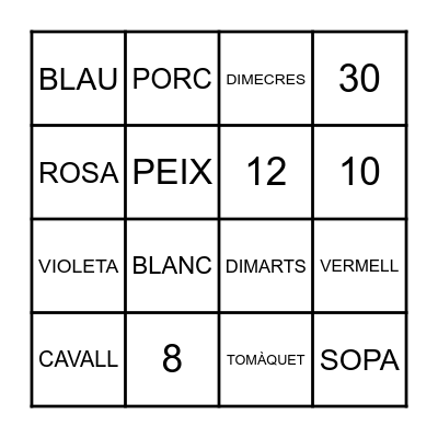 VOCABULARY Bingo Card