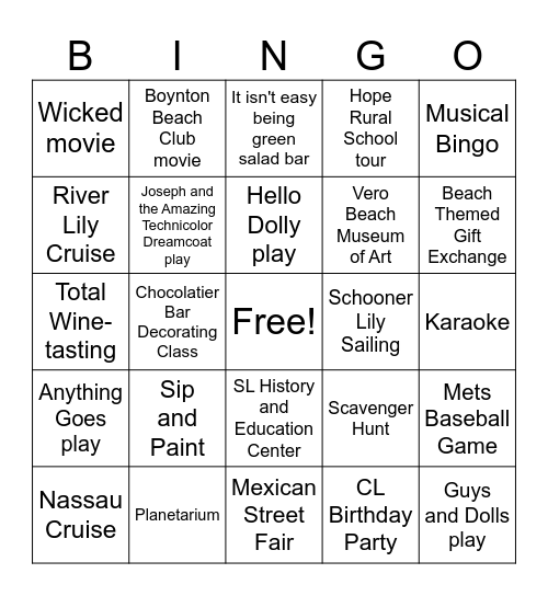 Classie Lassie Reunion Bingo Card