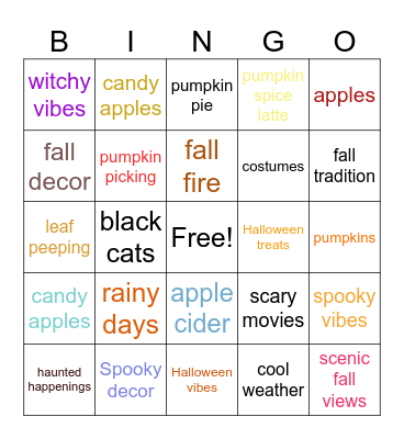Autumn Days Bingo Card