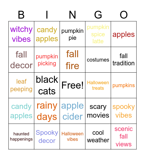 Autumn Days Bingo Card