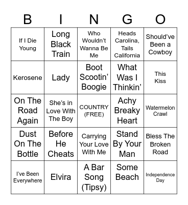Country Bingo Card