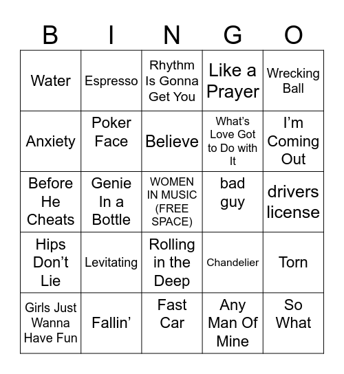 Women In Music Bingo Card