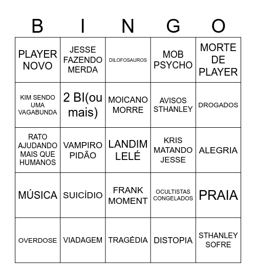 SESSÃO DE HOJE Bingo Card