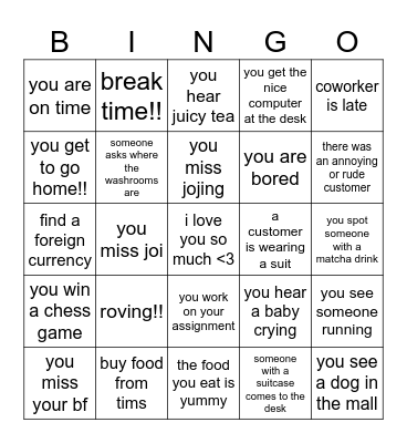 delicious Bingo Card