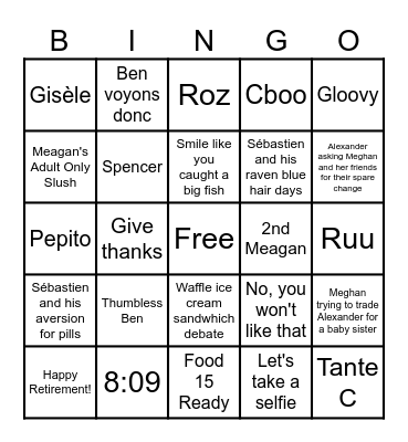 Jam de Fam Bingo Card