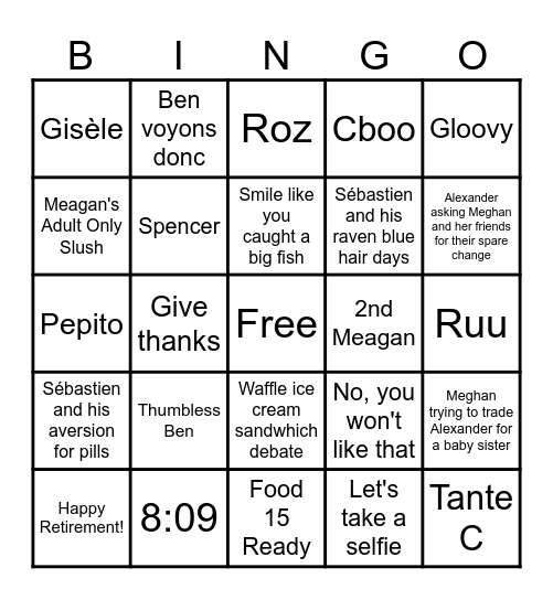 Jam de Fam Bingo Card