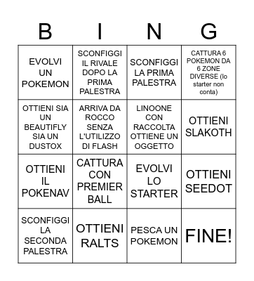 BINGO POKEMON SMERALDO Bingo Card