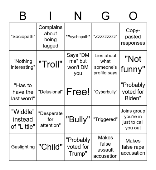 BigDoucheDouche Bingo Card