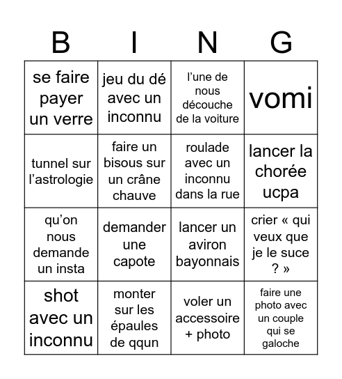 Folie Braderie Bingo Card