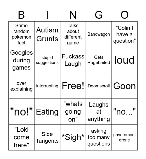 Keggy Bingo Card