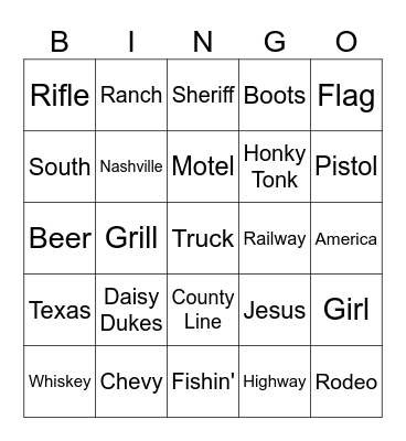 Country Gig Bingo Card